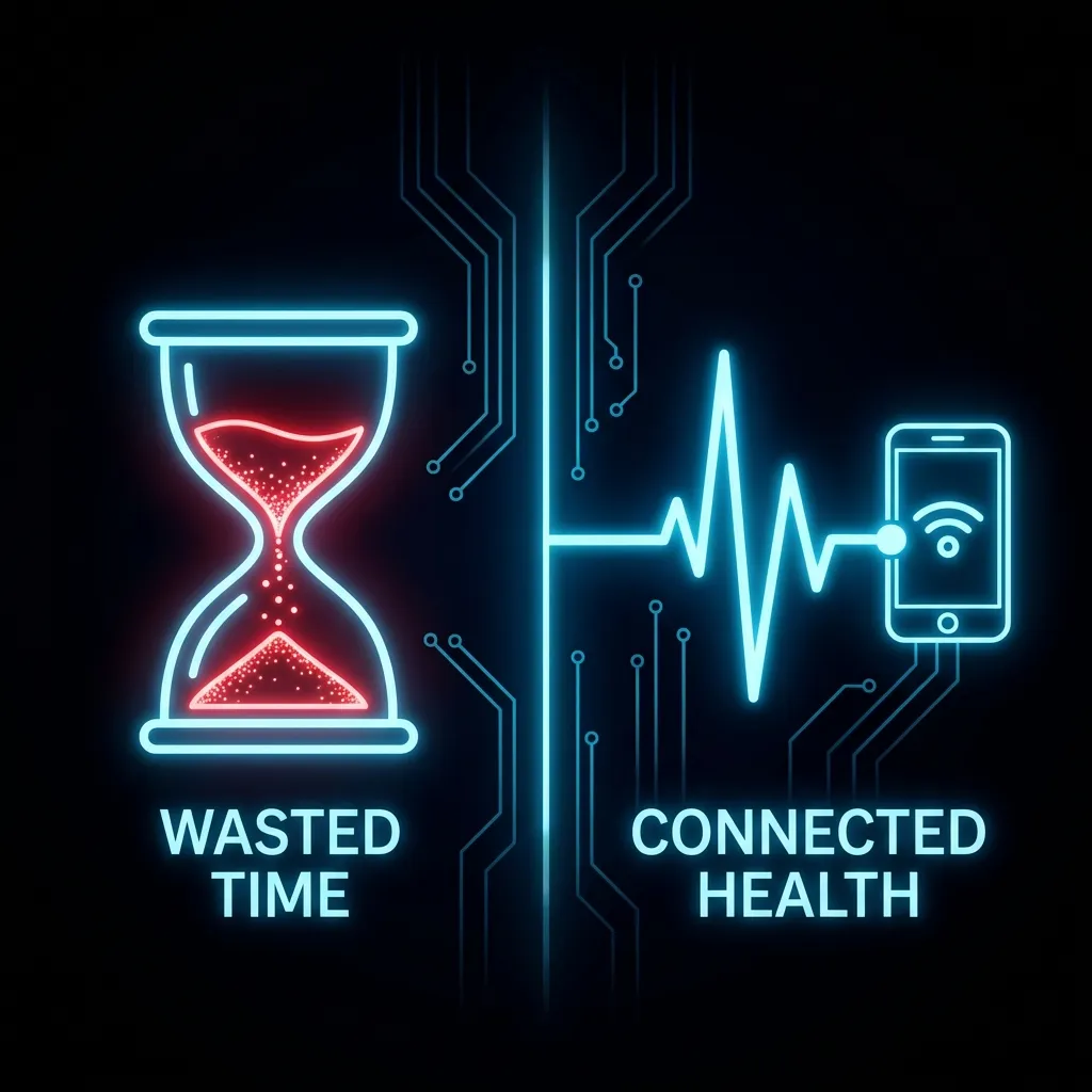 Hourglass Wasted Time vs Connected Health Pulse