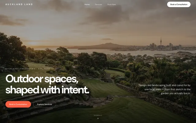 Home page of Auckland Landscaping, landscaping website